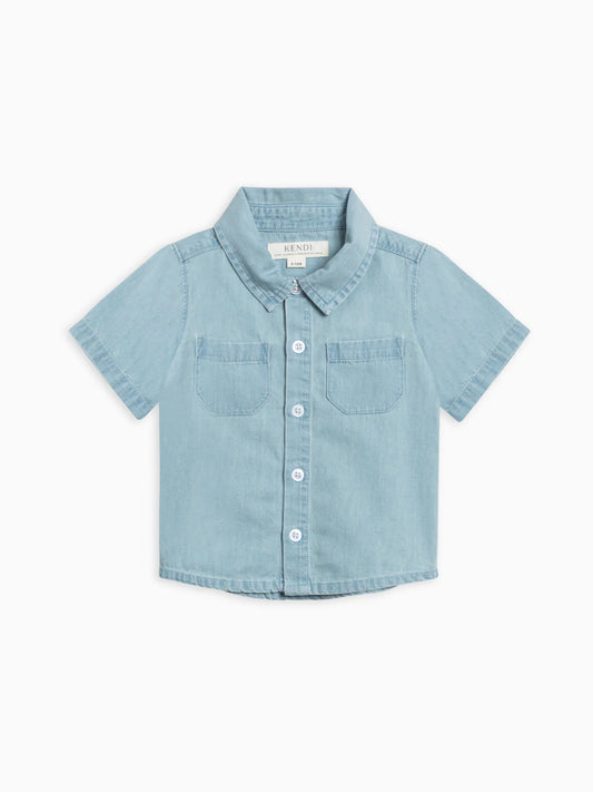 Graham Chambray Collared Button Down Shirt