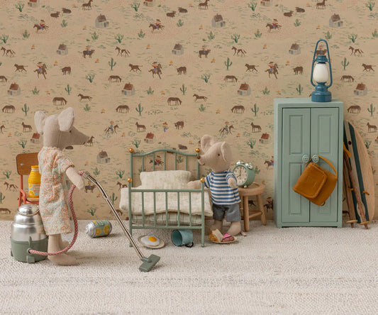 Vintage single bed, Mouse - Mint