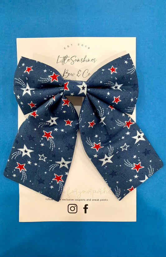 Blue & Red Stars 4th of July Sailor Hair Bow