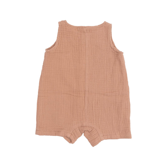 Sleeveless Shortie Romper - Solid Muslin Camel Back