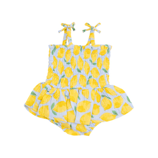 Sunny Lemons Smocked Bubble With Skirt Back