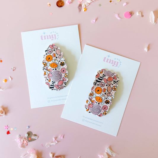 Candy and Ghosts Pink Snap Clip