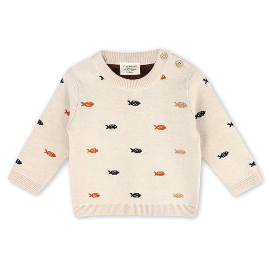 Fishes Jacquard Knit Baby Pullover Sweater (Organic Cotton)