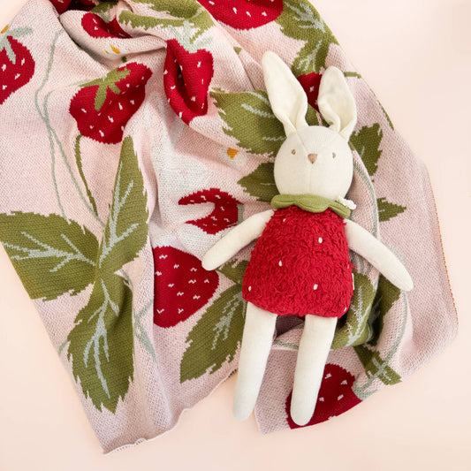 Bailey Bunny Strawberry Plushie | Baby Kids Toy Animal