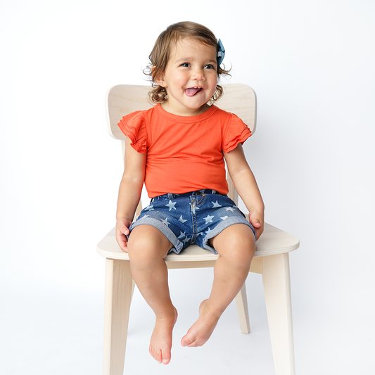 Red Bamboo Flutter Sleeve Onesie