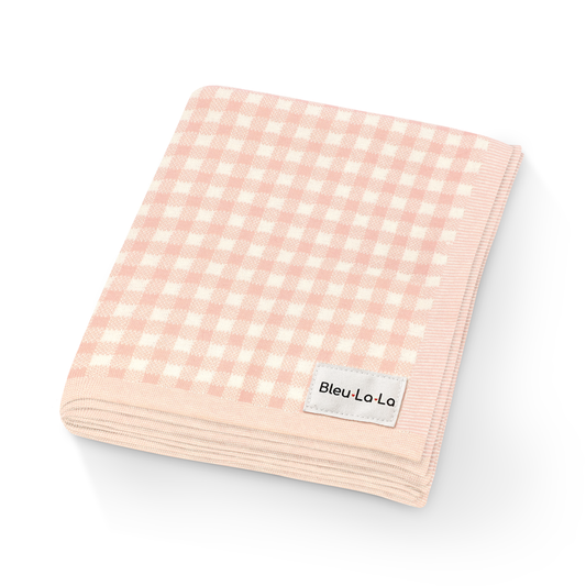 100% Luxury Cotton Checkered Baby Blanket - Pink