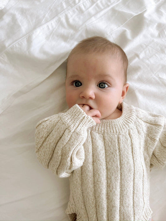 Wide Ribbed Knit Onesie ‘Oatmeal’