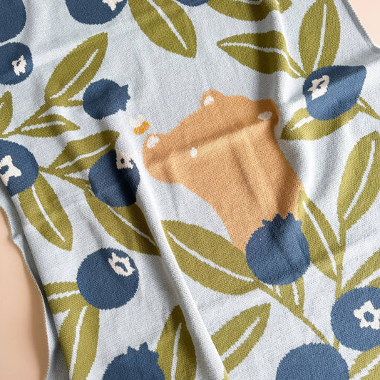 Organic Cotton Blanket | Blueberries, Bees and Henry Bear