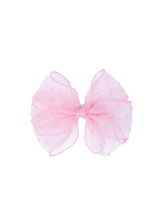 Girls Baby Pink Dotted Tulle Bow
