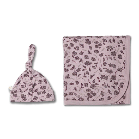 Organic Swaddle Blanket & Hat Set - Mystic Floral