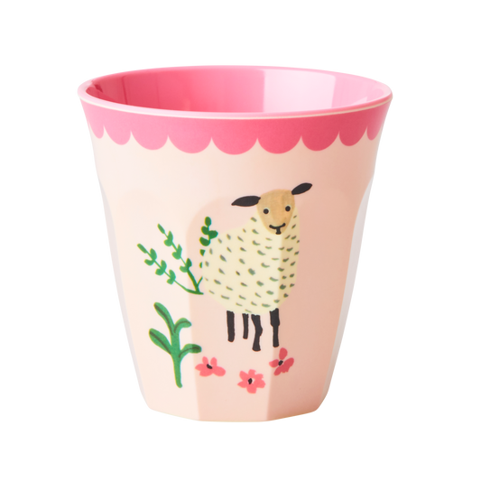 Melamine Kids Cups in Pink Farm Prints - Small - 6 pcs. in Gift Box