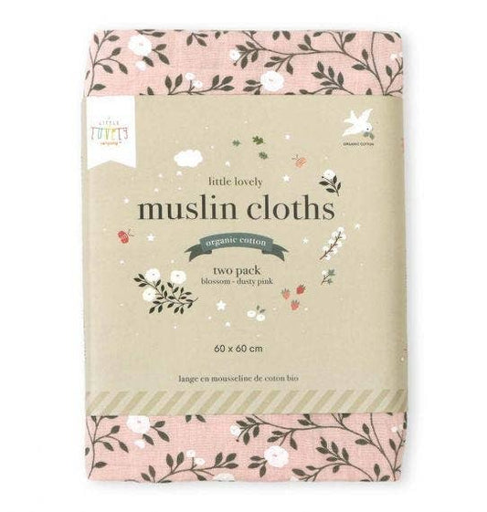Dusty Pink Blossoms Swaddles/Muslin Cloth Set