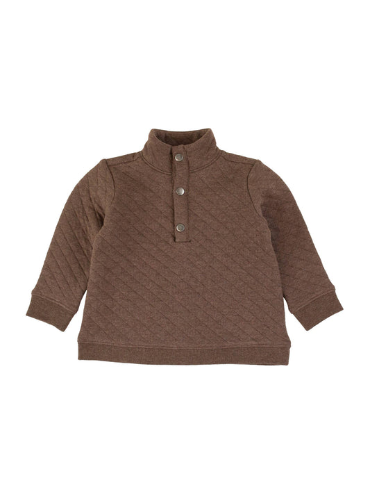 Boys Quilted Quarter Snap Sweatshirt - Heather Carafe