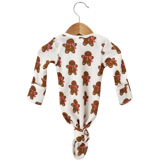 Organic Waffle Knotted Gown, Gingerbread Man