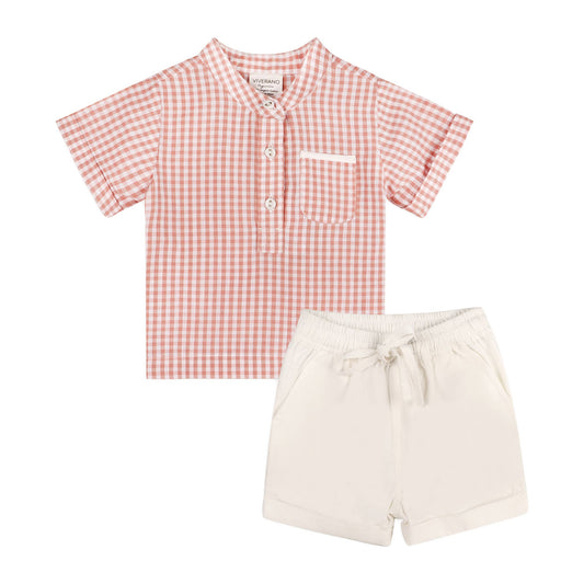 Billie Gingham Baby Shirt + Shorts 2 pc Set