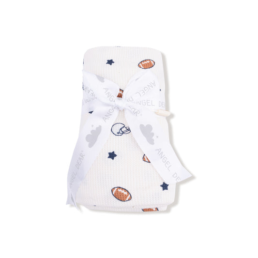 Footballs and Stars Swaddle Blanket