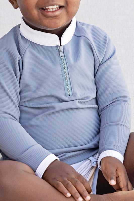 Whale Blue Rib Swim Rashie UPF50