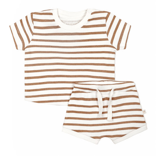 Organic Tee and Shorties Set - Stripes