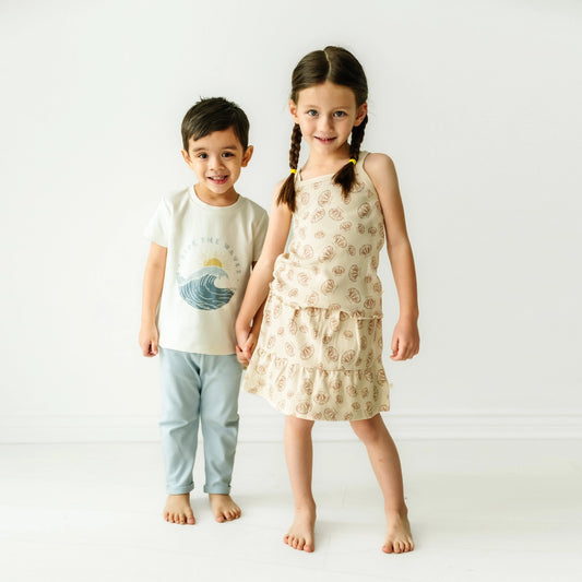 Organic Spaghetti Top & Shorts Set - Seashells