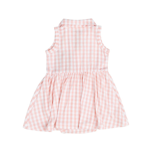 Tennis Tank Bodysuit dress with white and pink gingham.