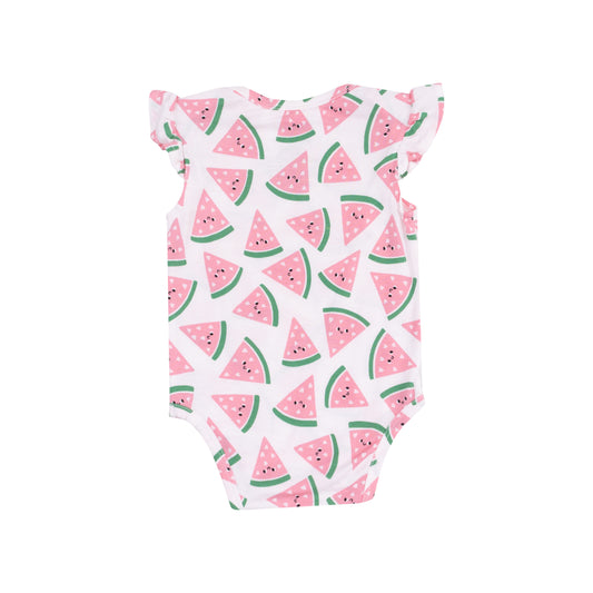 Watermelon Hearts Ruffle Sleeve Bodysuit