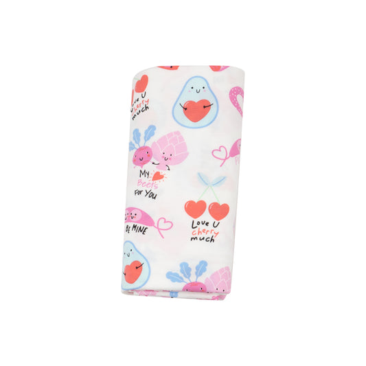 Love You Foodie Much Pink Swaddle Blanket