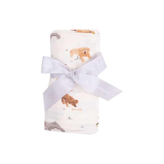 Watercolor Puppies Swaddle Blanket