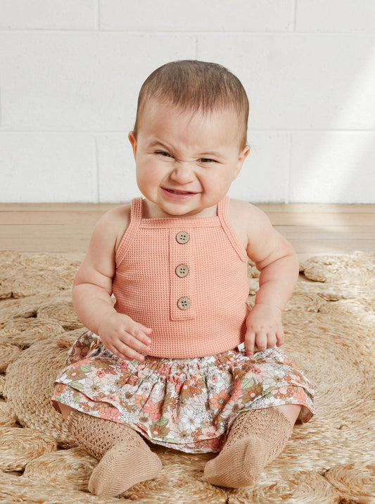 Apricot Waffle Singlet Bodysuit