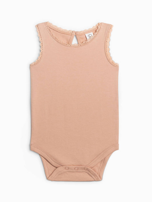 Organic Baby Luna Lace Bodysuit - Blush