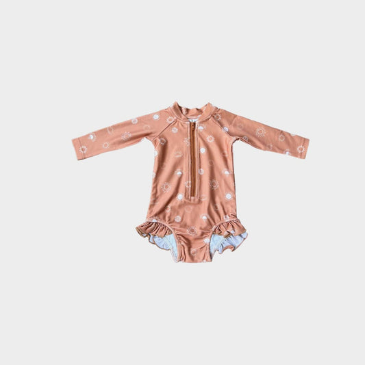 Girl's One-Piece Rashguard in Sunshine
