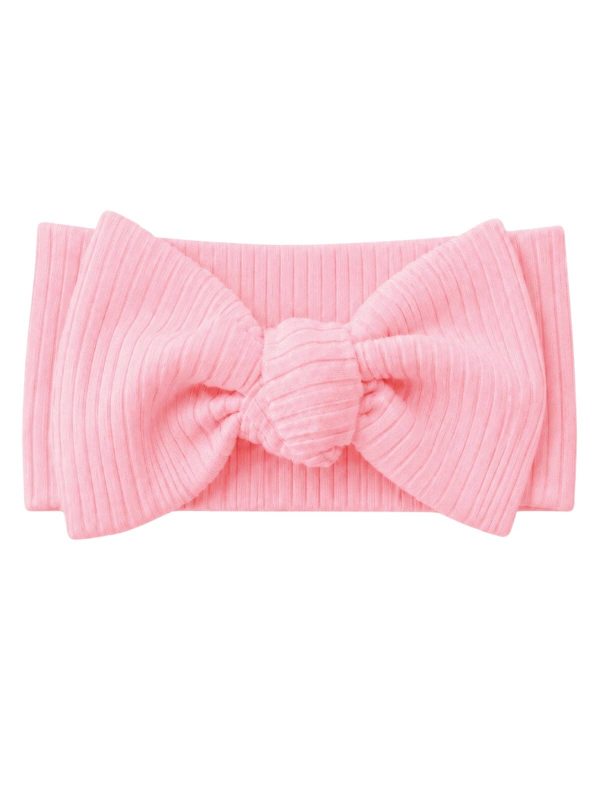 Pink ribbed bow headband for babies