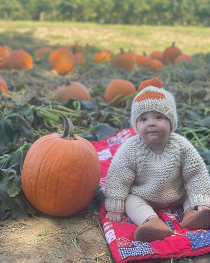 Pumpkin Hand Knit Beanie Hat Baby & Kids