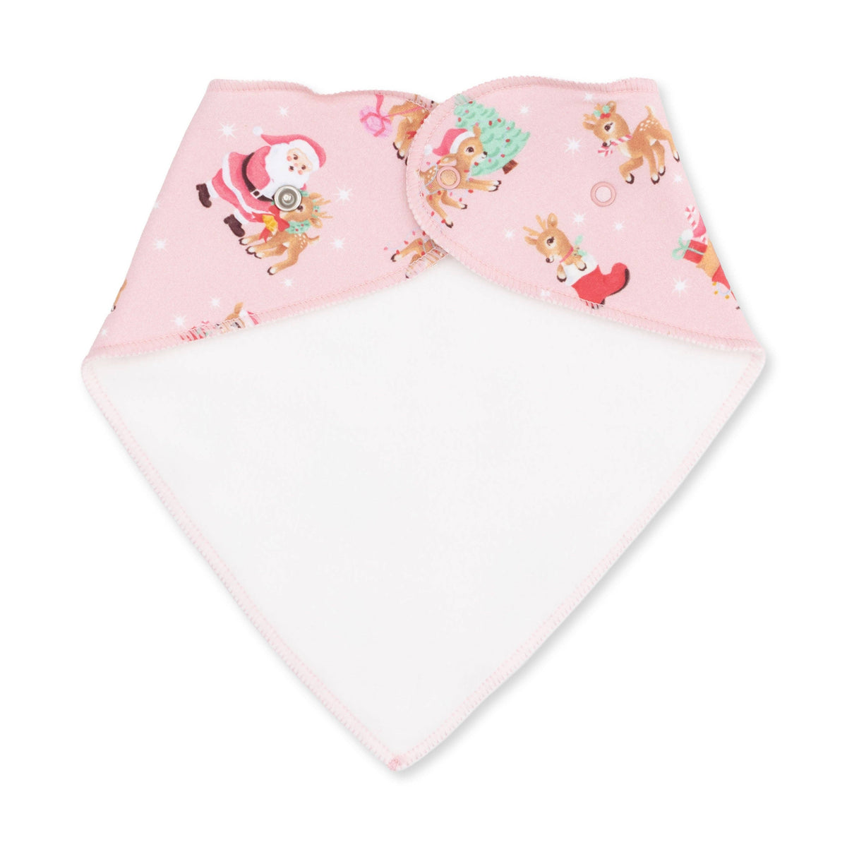 Vintage Reindeer & Santa Pink - Bandana Bib, view 2