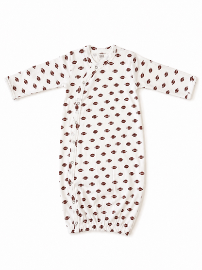 Football print organic pointelle baby gown - view 2