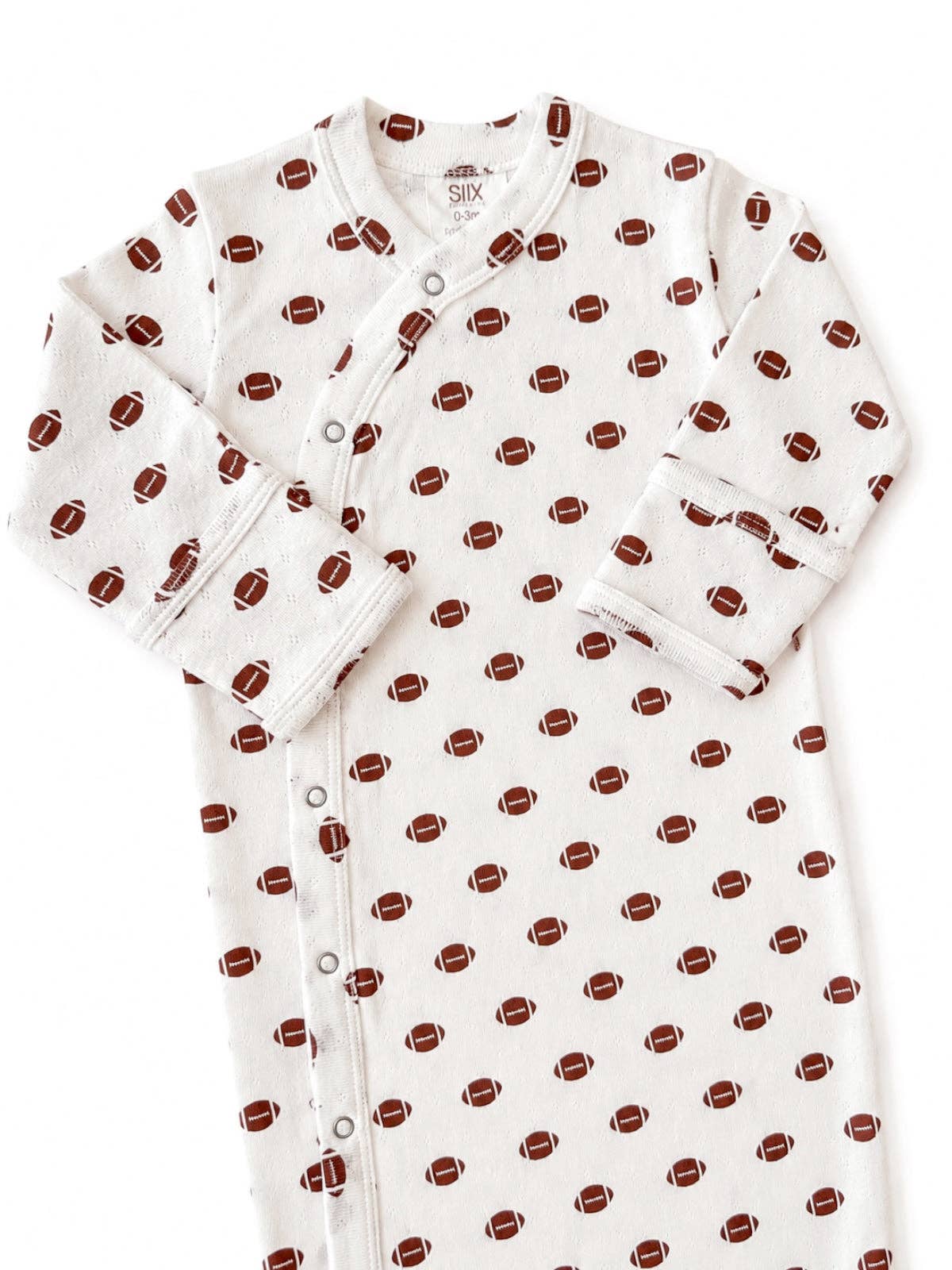 Football print organic pointelle baby gown - view 3