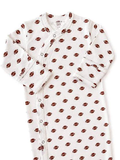 Football print organic pointelle baby gown - view 3