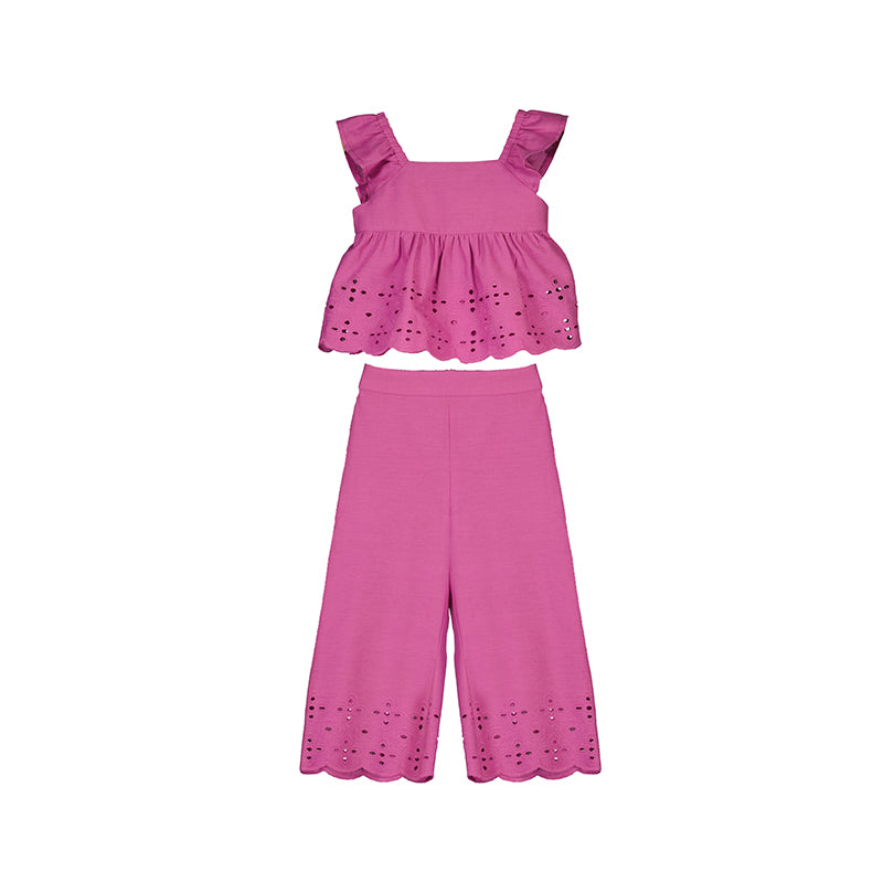 Girl's Eyelet Top and Pants Set