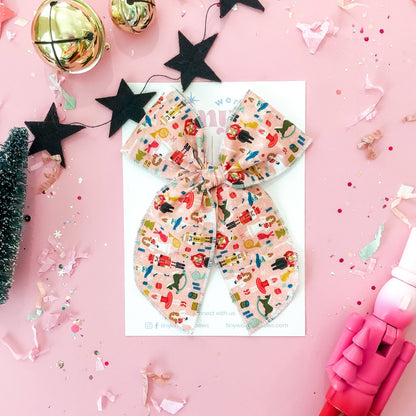 Nutcrackers on Pink hair bow