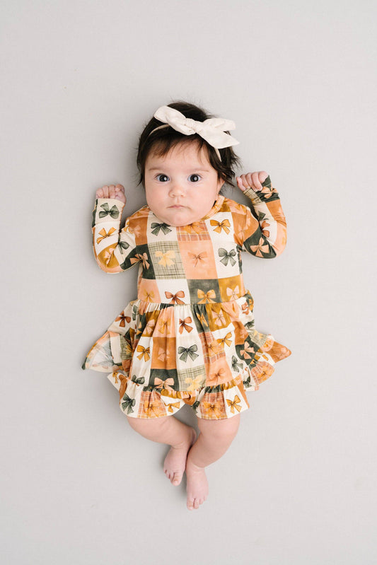 Bow Patchwork Bodysuit Bamboo Dress