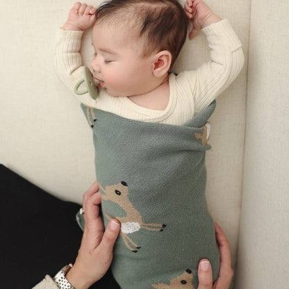 100% Luxury Cotton Swaddle Receiving Baby Blanket - Deer