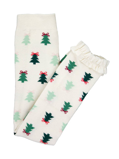 Spruced Up Christmas Tree Footless Ruffle Tights