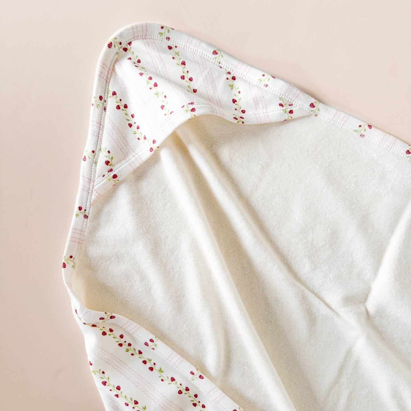 Strawberry Stripe Organic Cotton Hooded Baby Towel