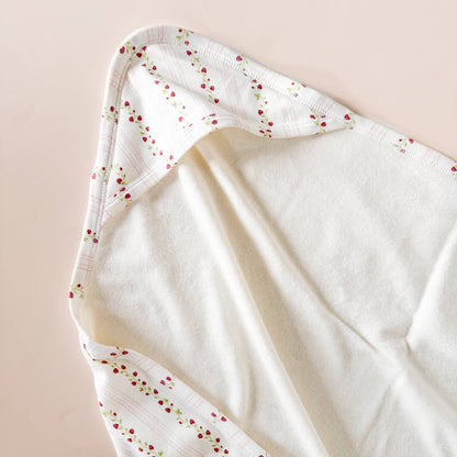 Strawberry Stripe Organic Cotton Hooded Baby Towel