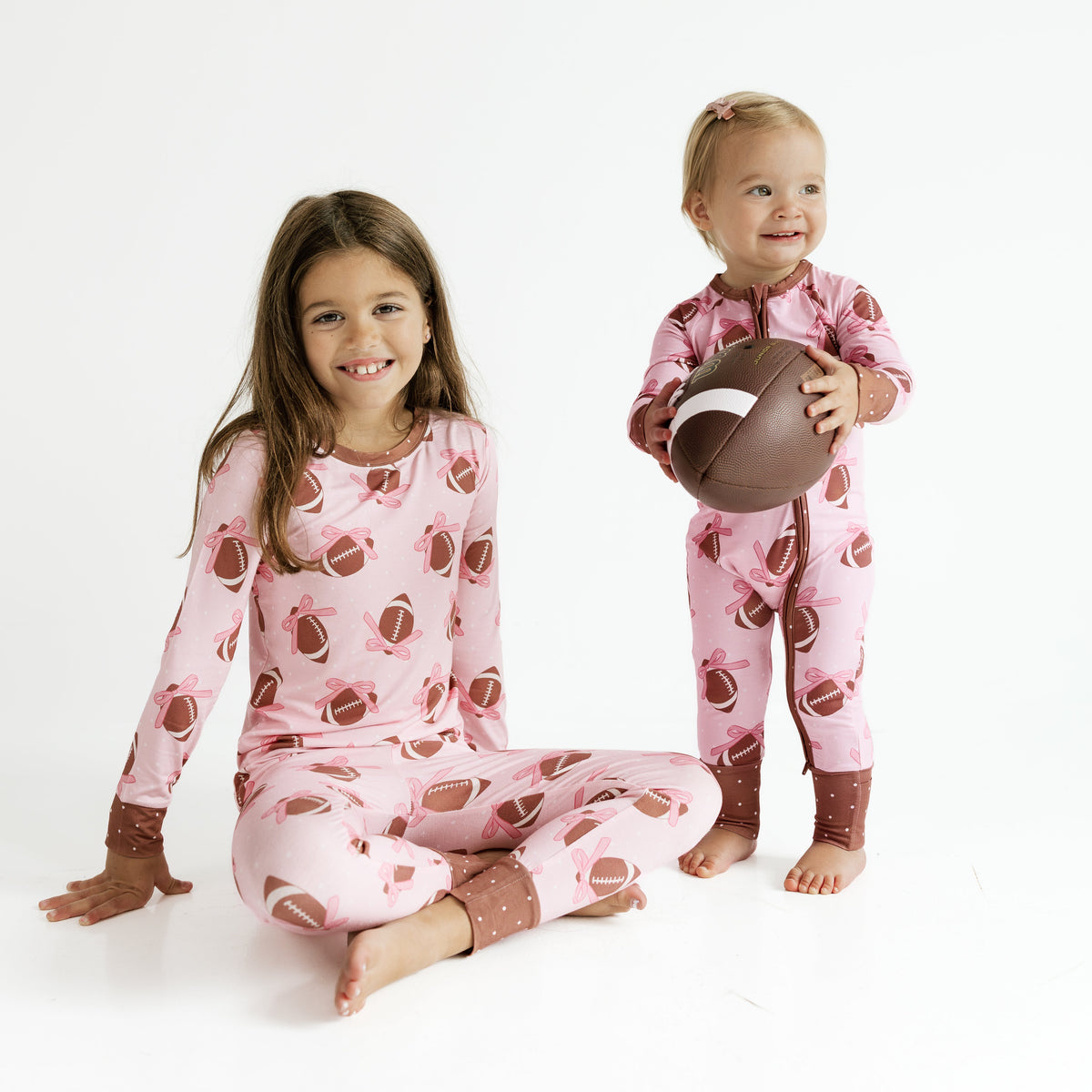 Back view of the In My Jammers Game Day Bows two piece pajama set for girls