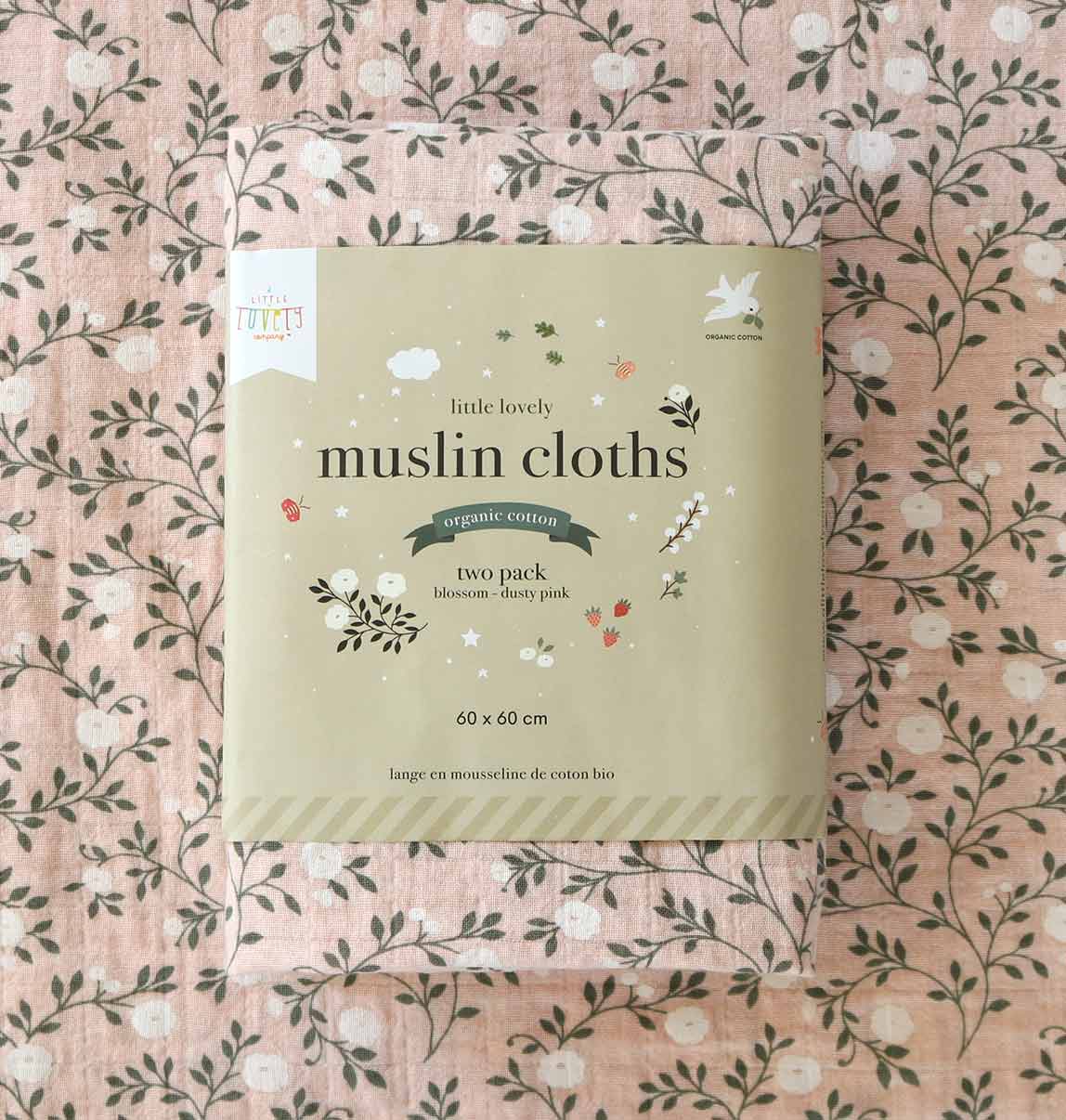 Dusty Pink Blossoms Swaddles/Muslin Cloth Set