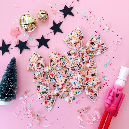 Nutcrackers on Pink hair bow