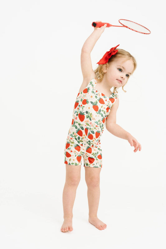 Vintage Strawberry Athletic Romper