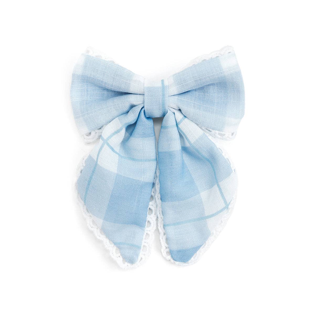 Blue Plaid Hair Bow Clip -  Back To School