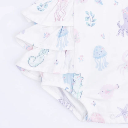 Floral Sea Creatures Ruffle Sunsuit