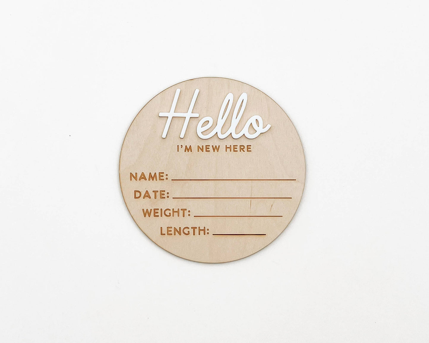Hello I'm New Here - Birth Detail Announcement Sign